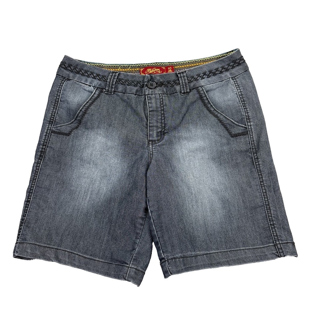 One 5 One Womens Shorts Size 10 Mid Rise Bermuda‎ Stretch Chino Embroidered